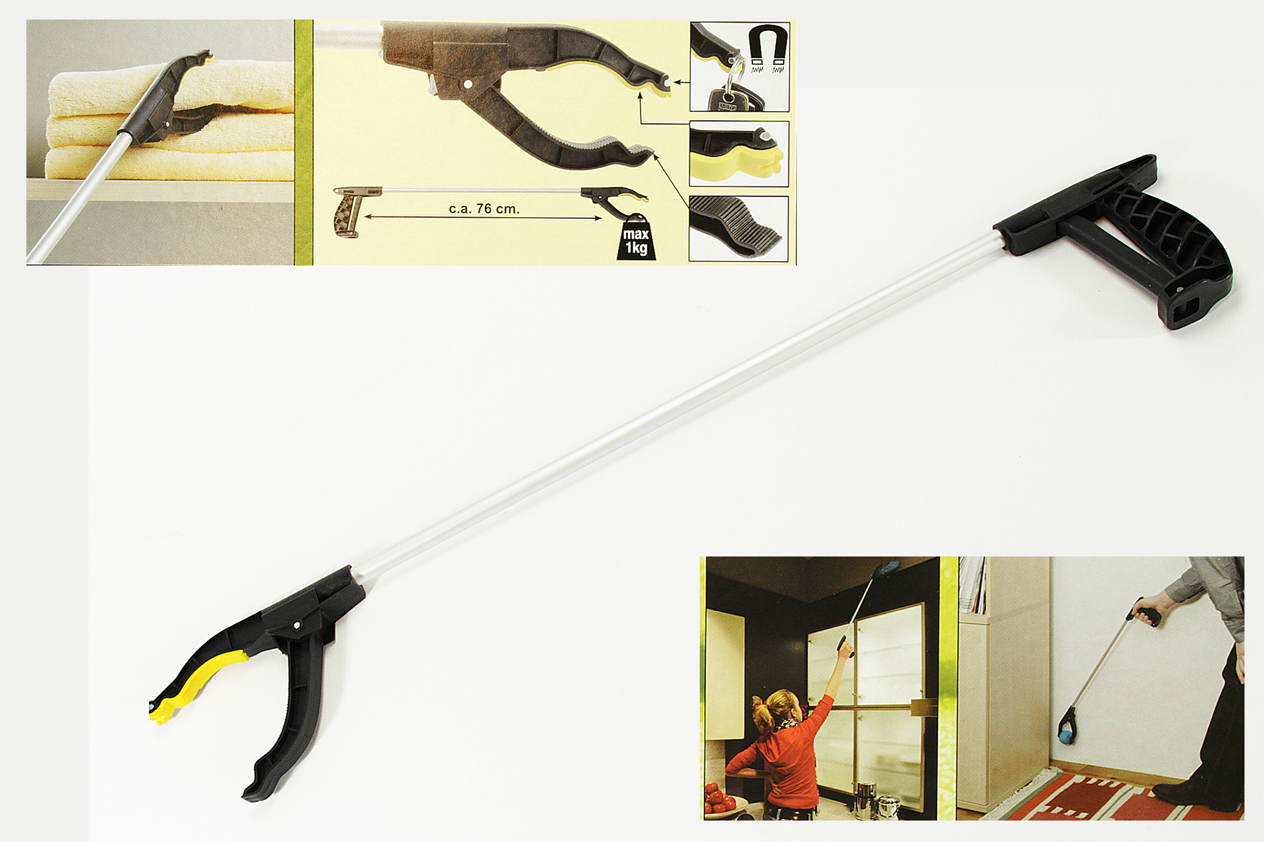 WOW 1x Greifstab Greifer 76 cm lang Verlängerter Arm Greifkralle für